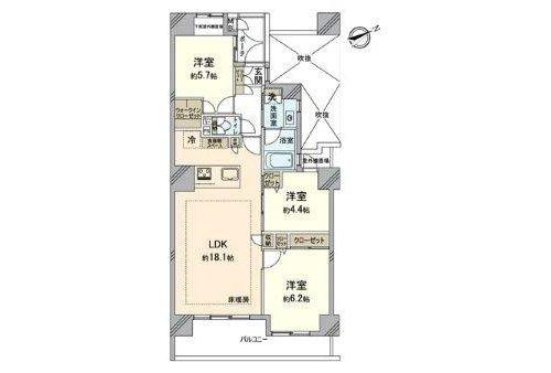 立川市曙町２丁目の中古マンションの間取り