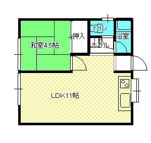 【間取り】 | グリーンハイツアイ | 間取り1LDK