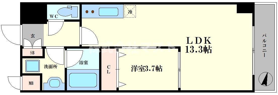 大阪市福島区海老江５丁目の賃貸マンションの間取り