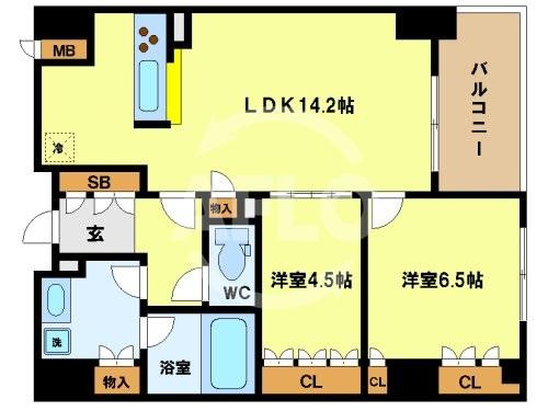 アーデンタワー福島ウエスト　大開小学校区の間取り|アーデンタワー福島ウエスト　間取り