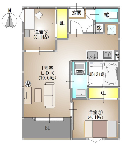 REGALEST F 下伊福　の間取り