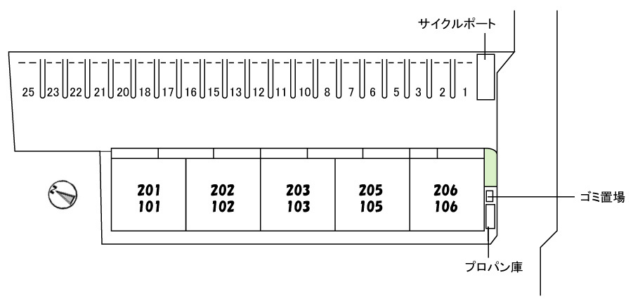 シャーメゾン小山の駐車場