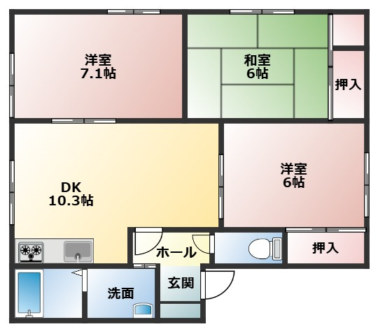 グリーンヒルズA棟の間取り|間取り図になります。
