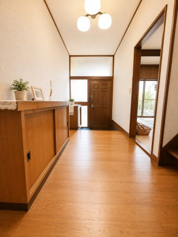 大網白里市北今泉　中古戸建の玄関|※画像の一部はAIを用いて加工・編集しています。実際の状況と異なる場合がありますので、ご了承下さい。