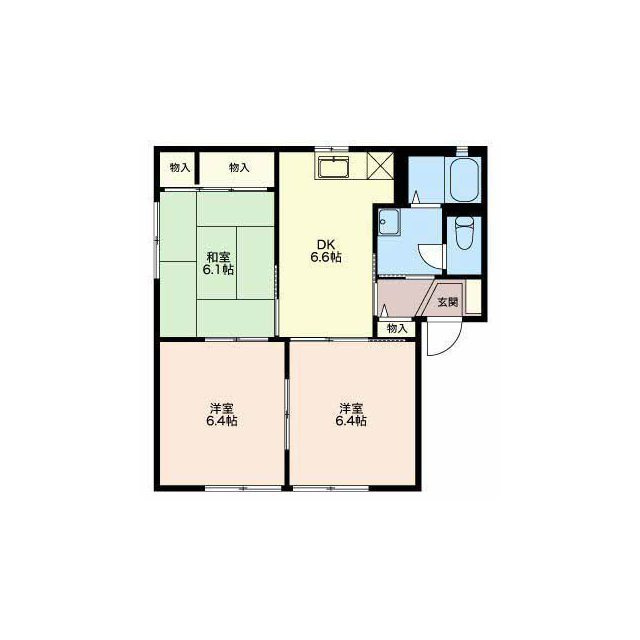 各務原市鵜沼羽場町６丁目のアパートの間取り