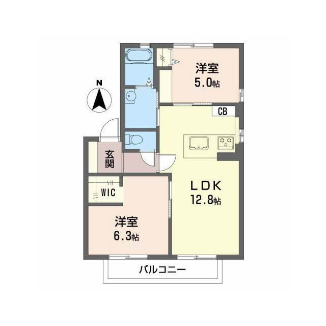 各務原市鵜沼各務原町４丁目のアパートの間取り
