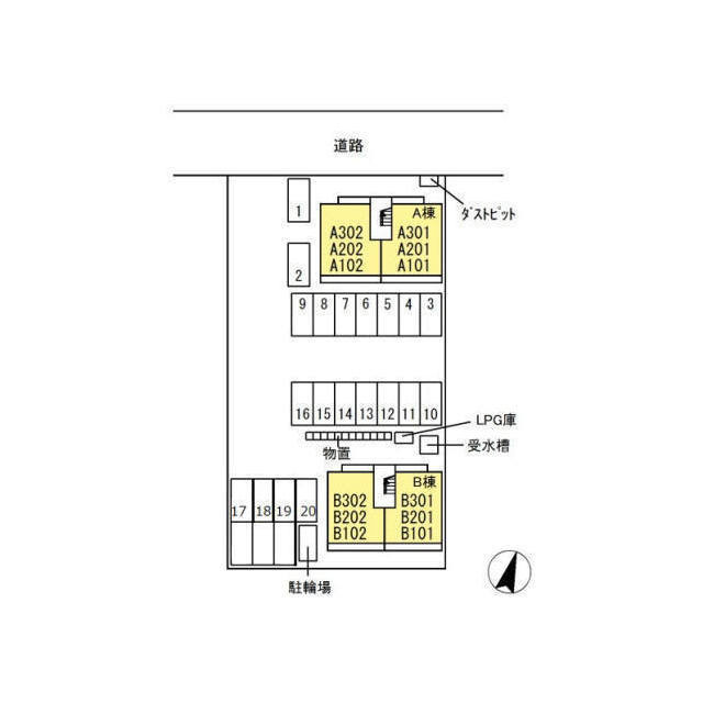 各務原市鵜沼各務原町６丁目のアパートの駐車場
