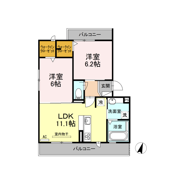 各務原市鵜沼各務原町６丁目のアパートの間取り