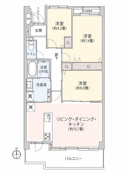 コートハウス日吉本町の間取り|ゆとりのある3LDK！
内見はお気軽にお問い合わせください。
