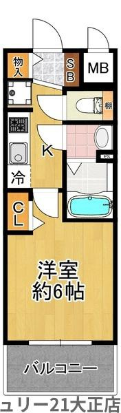 グランカリテ大正ドマーニの間取り|★シンプルな１Ｋ★