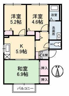 【間取り】 | コーポ中的場２