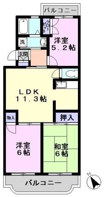 ジュネ向山二番館の間取り