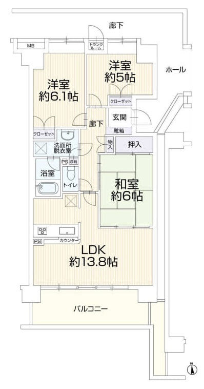 東大和市桜が丘２丁目の中古マンションの間取り