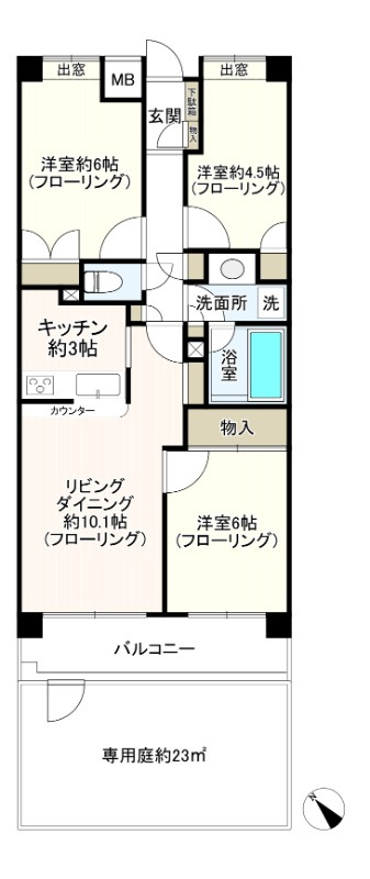 大田区上池台３丁目の賃貸マンションの間取り