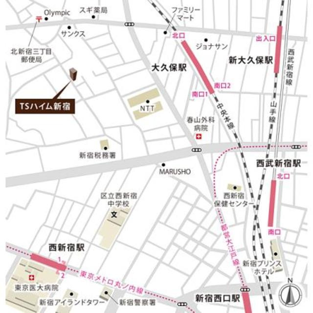 ＴＳハイム新宿の地図