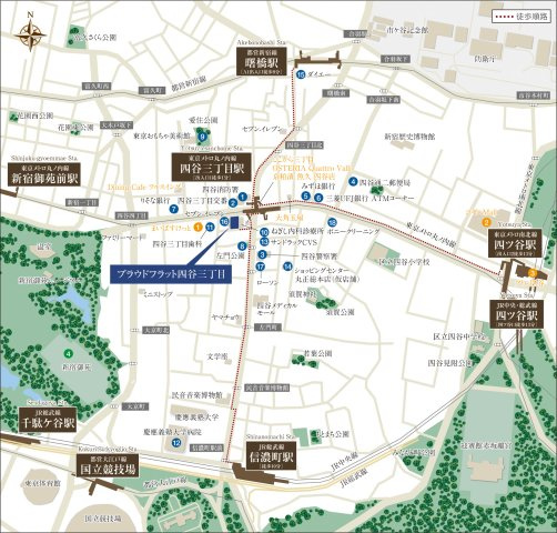 プラウドフラット四谷三丁目の地図|※参考写真