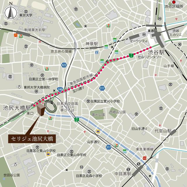 セリジェ池尻大橋の地図