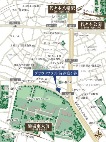 プラウドフラット渋谷富ヶ谷の地図