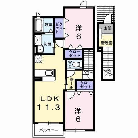 【間取り】 | ルナ　パレス　Ｂ