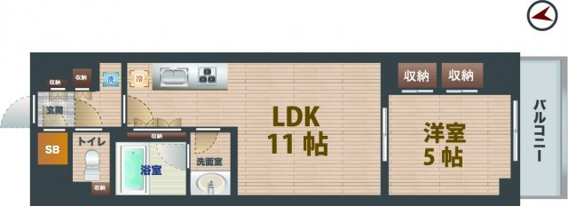 【間取り】 | ザ・パークハビオ高円寺レジデンス | 1LDKのお部屋です。