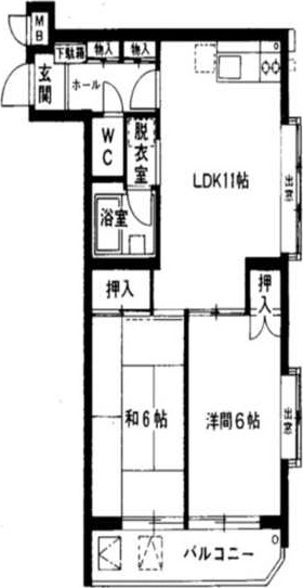 小平市学園西町１丁目の賃貸マンションの間取り