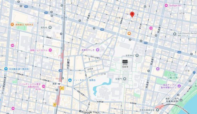 台東区浅草３丁目の店舗事務所の地図