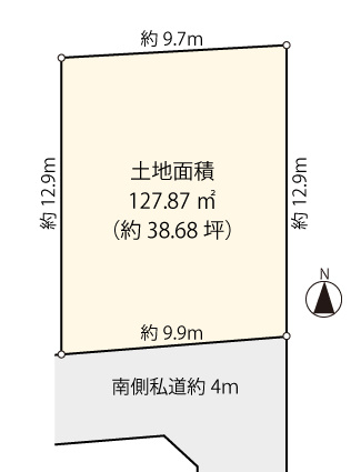 【土地図】 | 目黒区平町2丁目 | 約38.68坪のゆとりある広い敷地面積です！大きな庭や使いやすい駐車スペースなど希望の設計が叶います♪