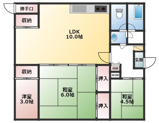 ときがわ町関堀219番地貸家の間取り