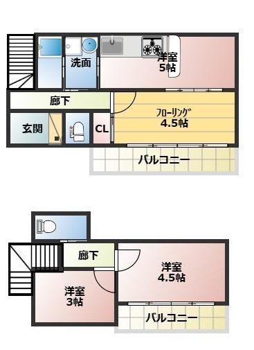 北吉見横川様貸家の間取り