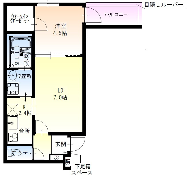 尼崎市東園田町２丁目のアパートの間取り