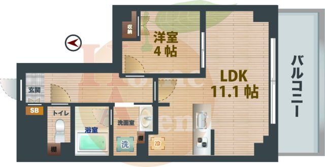 【間取り】 | バウスステージ練馬豊玉 | 1LDKのお部屋です。
