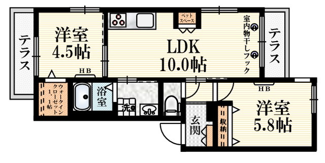 サンライト　コートの間取り|★角部屋2面採光の明るいお部屋★