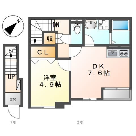 稲城市平尾２丁目のアパートの間取り