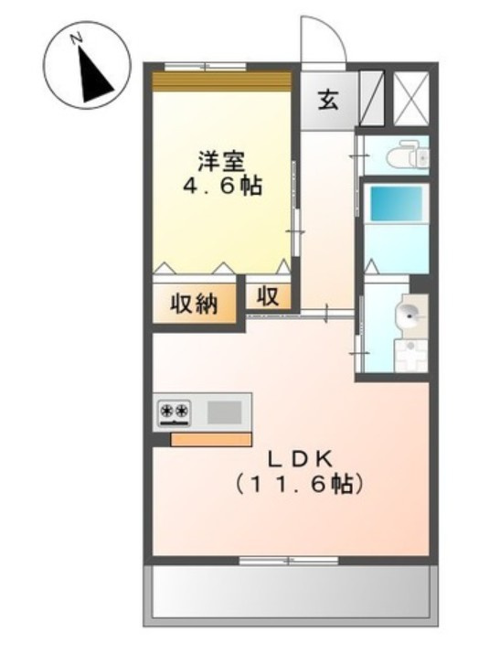 稲城市東長沼の賃貸マンションの間取り