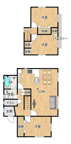  宇部市北迫新町　中古一戸建ての間取り