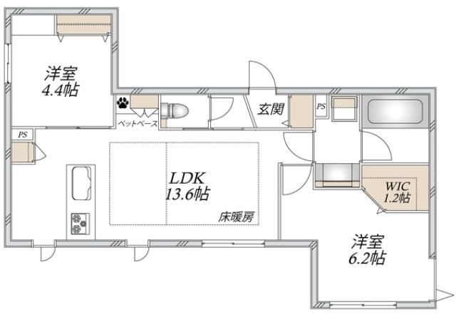 世田谷区上北沢１丁目の賃貸マンションの間取り