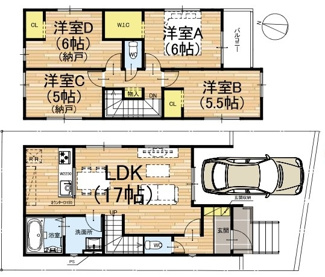 【間取り】 | 紫竹西北町　新築戸建 | 南向き4LDK