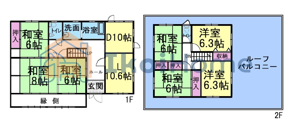 神戸市西区伊川谷町潤和　中古戸建の間取り|●年中無休：当日予約可●8DKの便利な間取り！広々ルーフバルコニー付き！駐車場2台分ございます♪