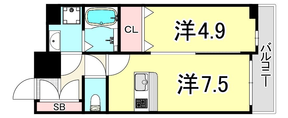 尼崎市七松町１丁目の賃貸マンションの間取り