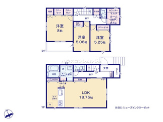 【間取り】 | 名古屋市天白区御前場町128-10【仲介手数料無料】新築一戸建て　1号棟