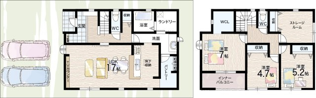 ●天理市富堂町　第6期　新築一戸建ての間取り|2号地