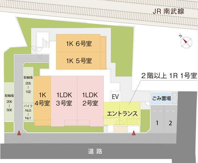 川崎市多摩区登戸の賃貸マンションの区画図