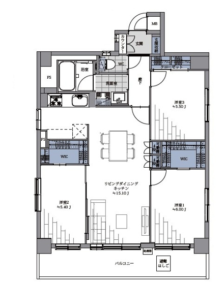 【間取り】 | リモージュ南台 | 最上階1住戸！　二面バルコニー！