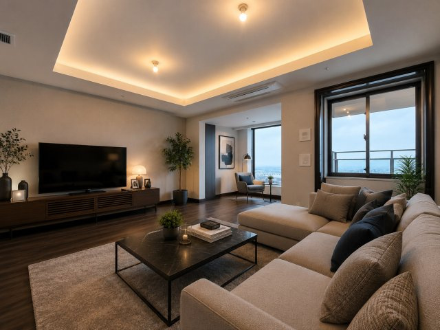 グラングリーン大阪THE NORTH RESIDENCE　扇町小学校の居間・リビング|※掲載画像の一部はAIによるホームステージングイメージです。実際には家具・家電は設置されておりません。