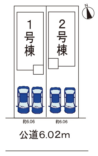 小牧市外堀2丁目　新築戸建　1号棟の区画図|駐車並列2台可能
