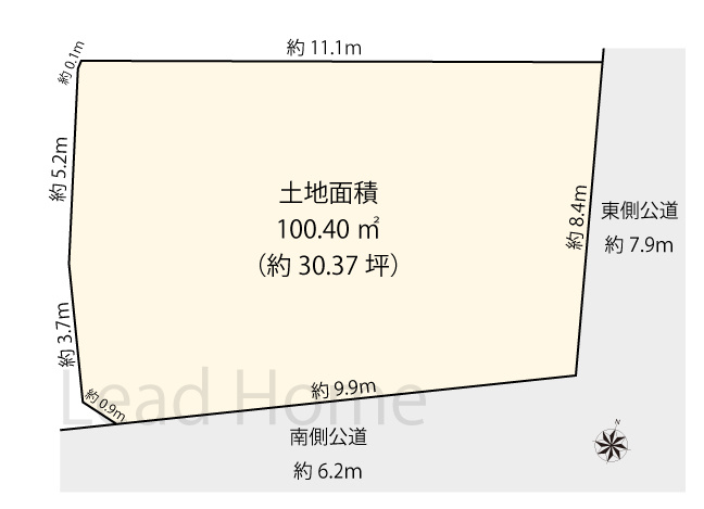 【土地図】 | 大田区南千束1丁目 | 角地の利点を活かした間取りが検討しやすい土地形状です！日当たりや通風に配慮した設計が楽しめます♪