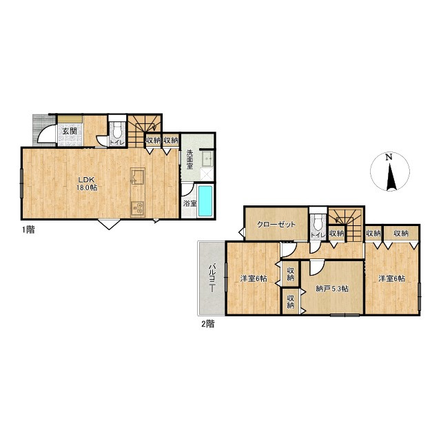 枚方市渚元町の新築一戸建の間取り|3SLDK、価格4080万円、土地面積129.77㎡、建物面積95.02㎡