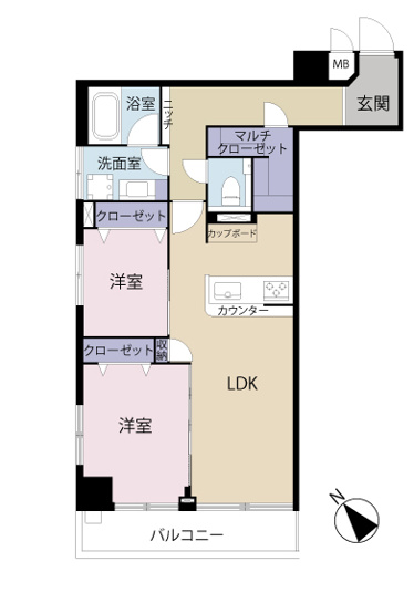 【間取り】 | ルミネ五反田第２ | 各居室に収納スペースを備えた使い勝手の良い2LDK！家具配置がしやすく生活動線もスムーズです♪