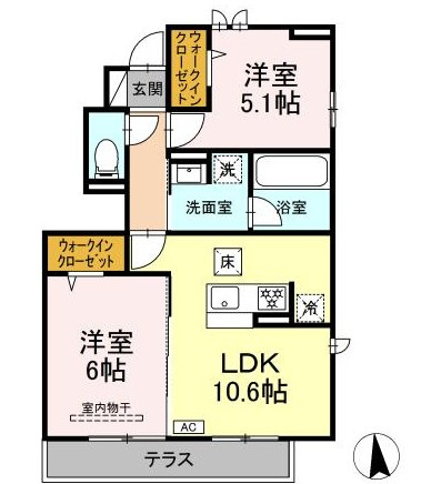 【間取り】 | 泉区上飯田町AK計画 | ファミリーにおすすめの2LDKの間取りです！