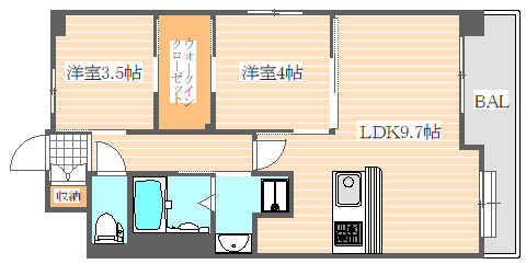 ネストピア博多駅ステージの間取り|使いやすい間取りです。